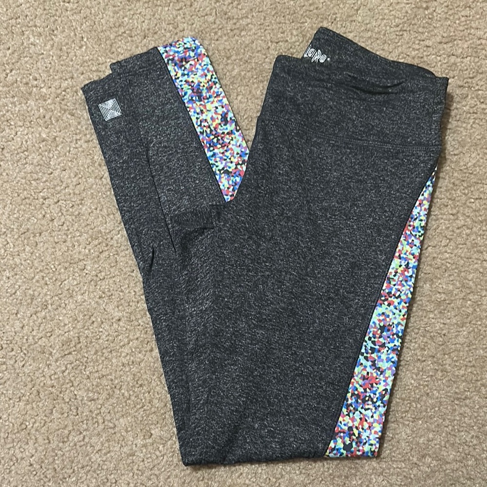 LuLaRoe Women’s Jordan Gray Leggings with Colorful Side Stripes - Size S